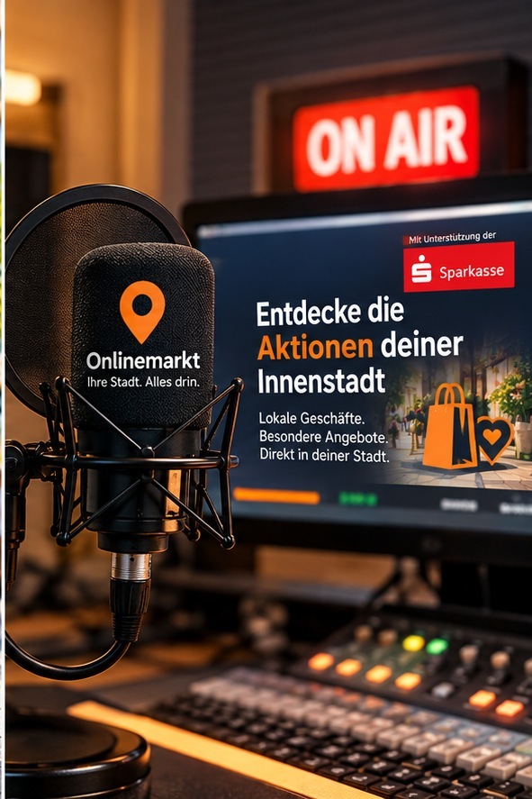 Radiomikrofon als Symbol für regionale Hörfunkwerbung des lokalen Einzelhandels