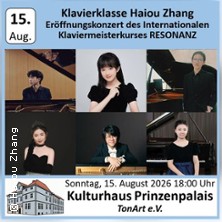 Klavierklasse Haiou Zhang 15.08.2026 Festsaal Prinzenpalais